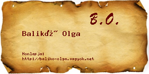 Balikó Olga névjegykártya