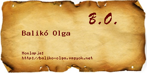 Balikó Olga névjegykártya